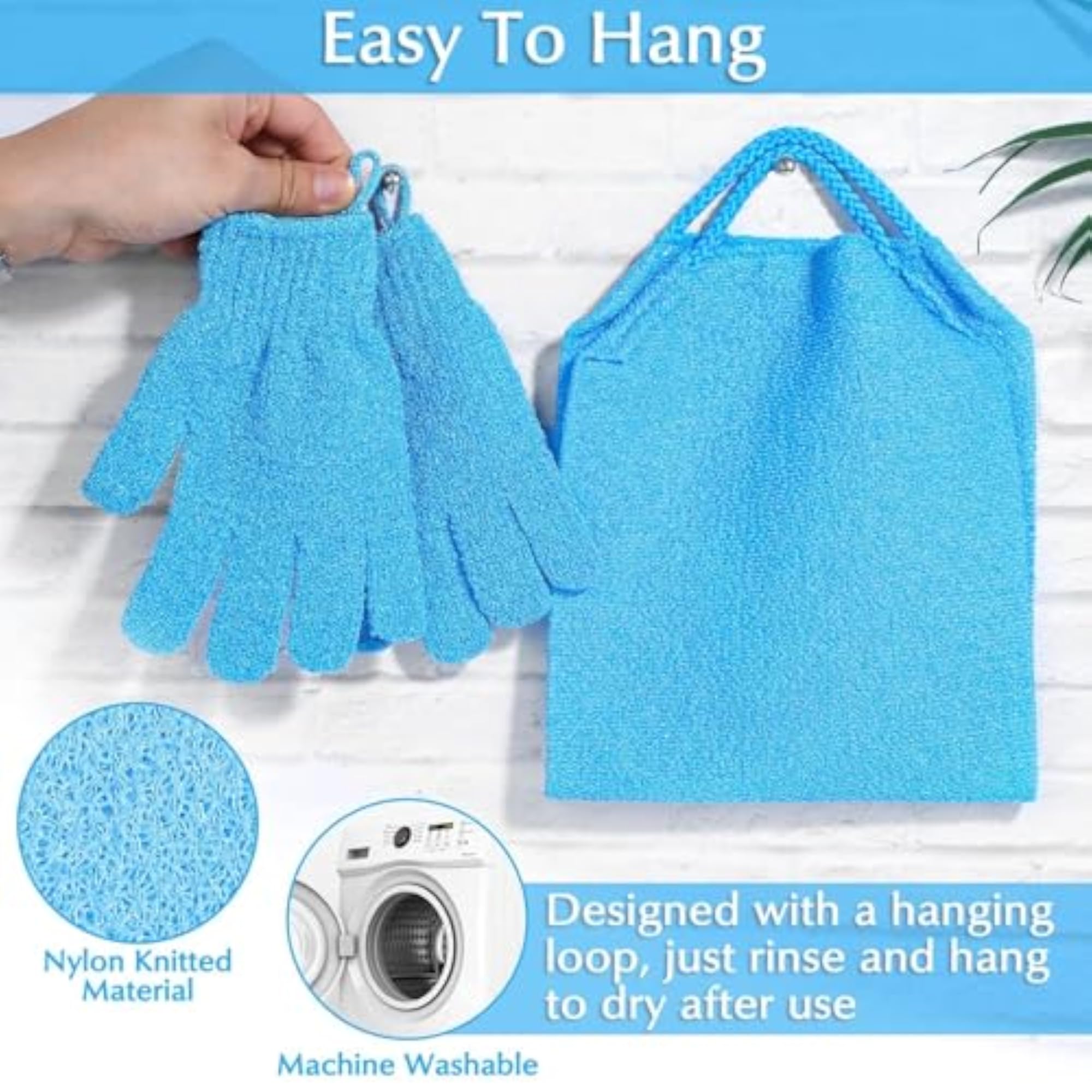 Exfoliating Back Scrubber for Shower, Double-Sided with Handles